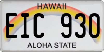 HI license plate EIC930