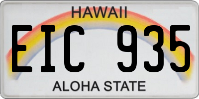 HI license plate EIC935