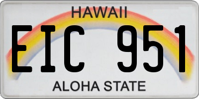 HI license plate EIC951