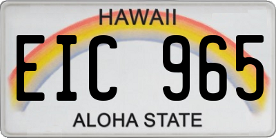 HI license plate EIC965