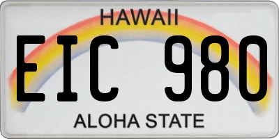 HI license plate EIC980