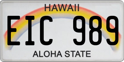 HI license plate EIC989