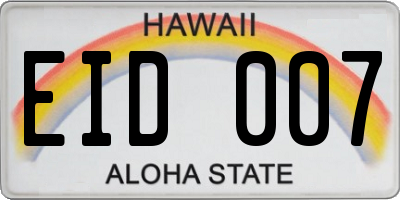 HI license plate EID007