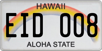 HI license plate EID008