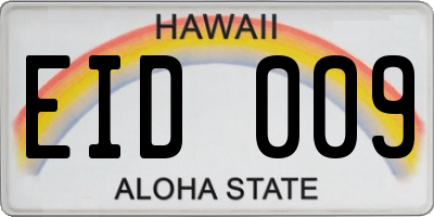 HI license plate EID009