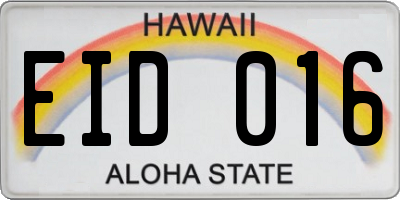 HI license plate EID016