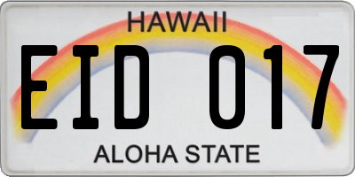 HI license plate EID017