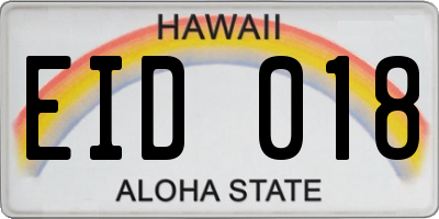 HI license plate EID018