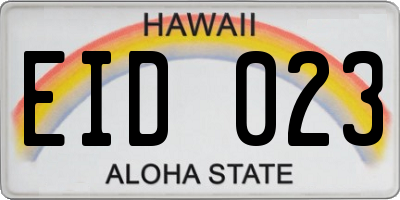 HI license plate EID023