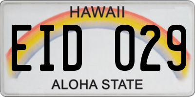 HI license plate EID029