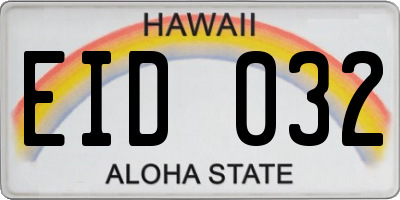 HI license plate EID032