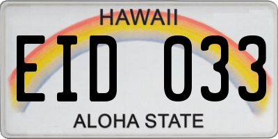 HI license plate EID033