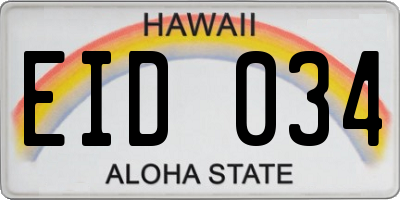 HI license plate EID034