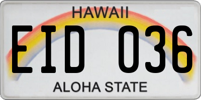 HI license plate EID036