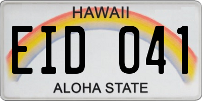 HI license plate EID041