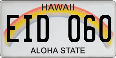 HI license plate EID060