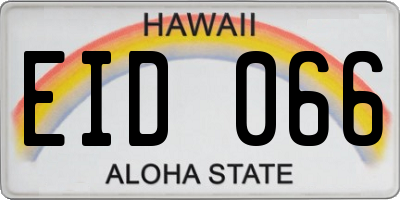 HI license plate EID066