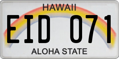 HI license plate EID071