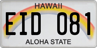 HI license plate EID081