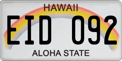 HI license plate EID092