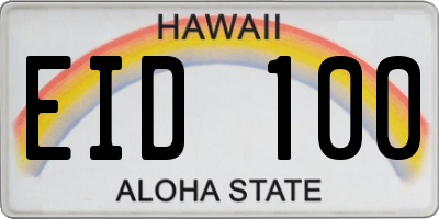 HI license plate EID100