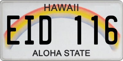 HI license plate EID116