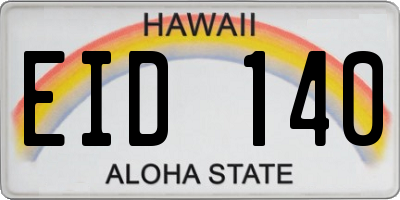 HI license plate EID140