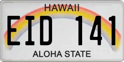 HI license plate EID141