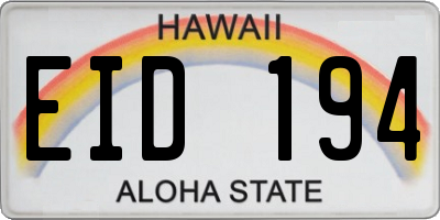 HI license plate EID194