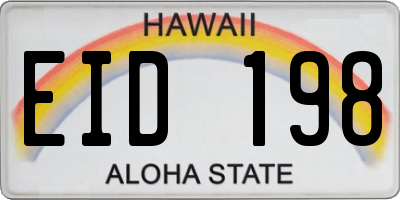 HI license plate EID198