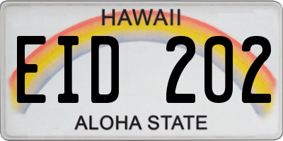 HI license plate EID202