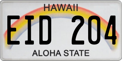 HI license plate EID204