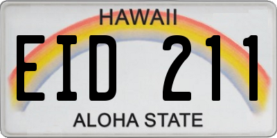 HI license plate EID211