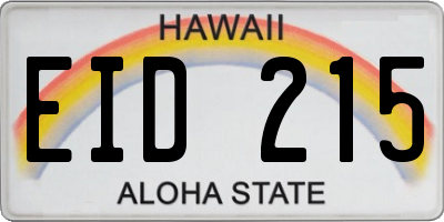 HI license plate EID215