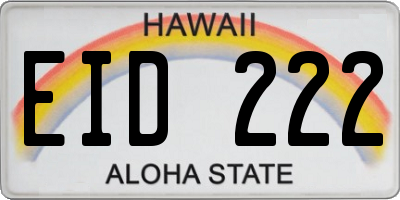 HI license plate EID222