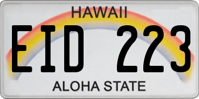 HI license plate EID223