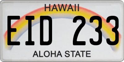 HI license plate EID233