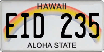 HI license plate EID235