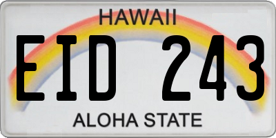 HI license plate EID243