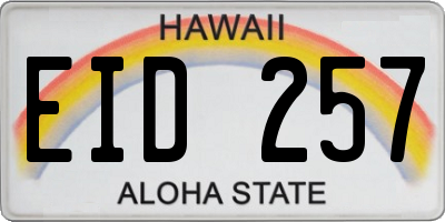 HI license plate EID257