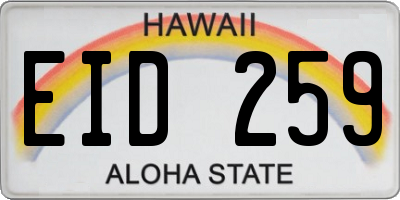 HI license plate EID259