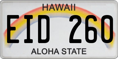 HI license plate EID260