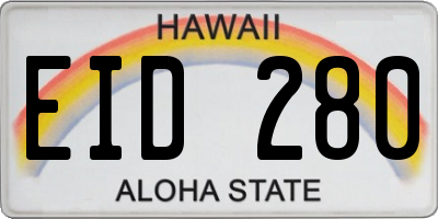 HI license plate EID280