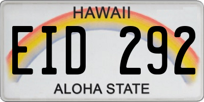 HI license plate EID292