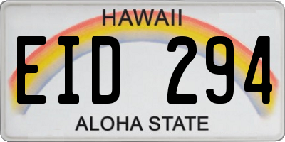 HI license plate EID294