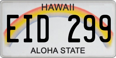 HI license plate EID299