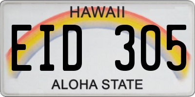 HI license plate EID305