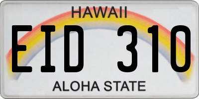 HI license plate EID310