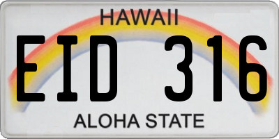 HI license plate EID316