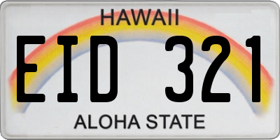 HI license plate EID321